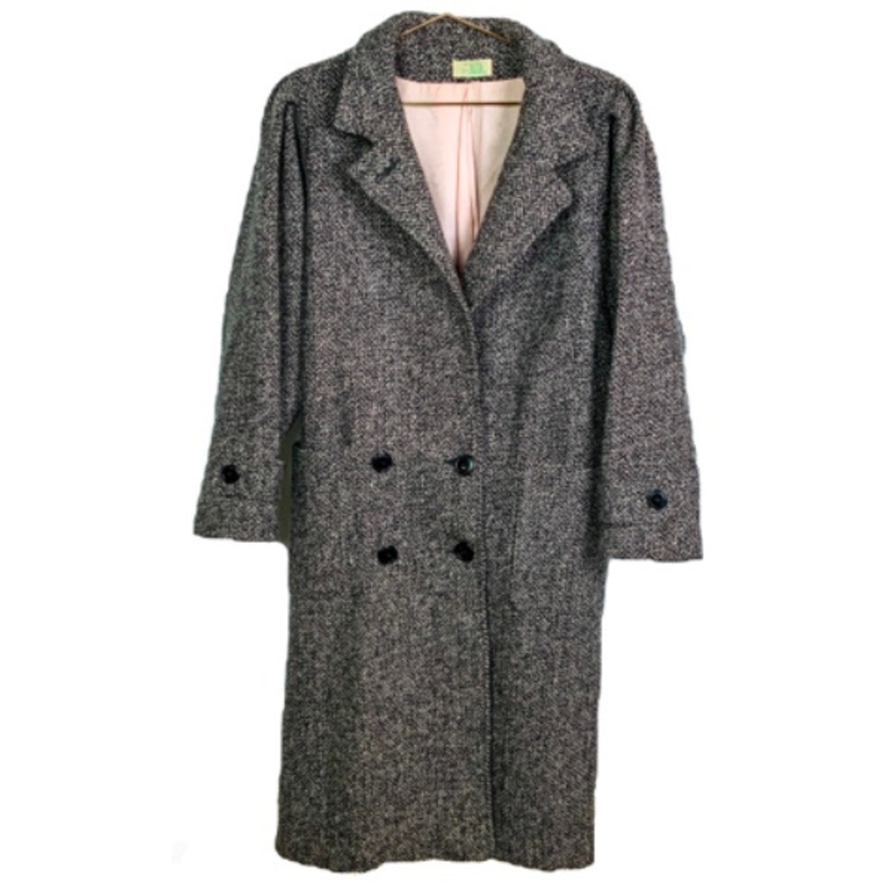 JILL JR Vintage Wool Tweed Peacoat Long